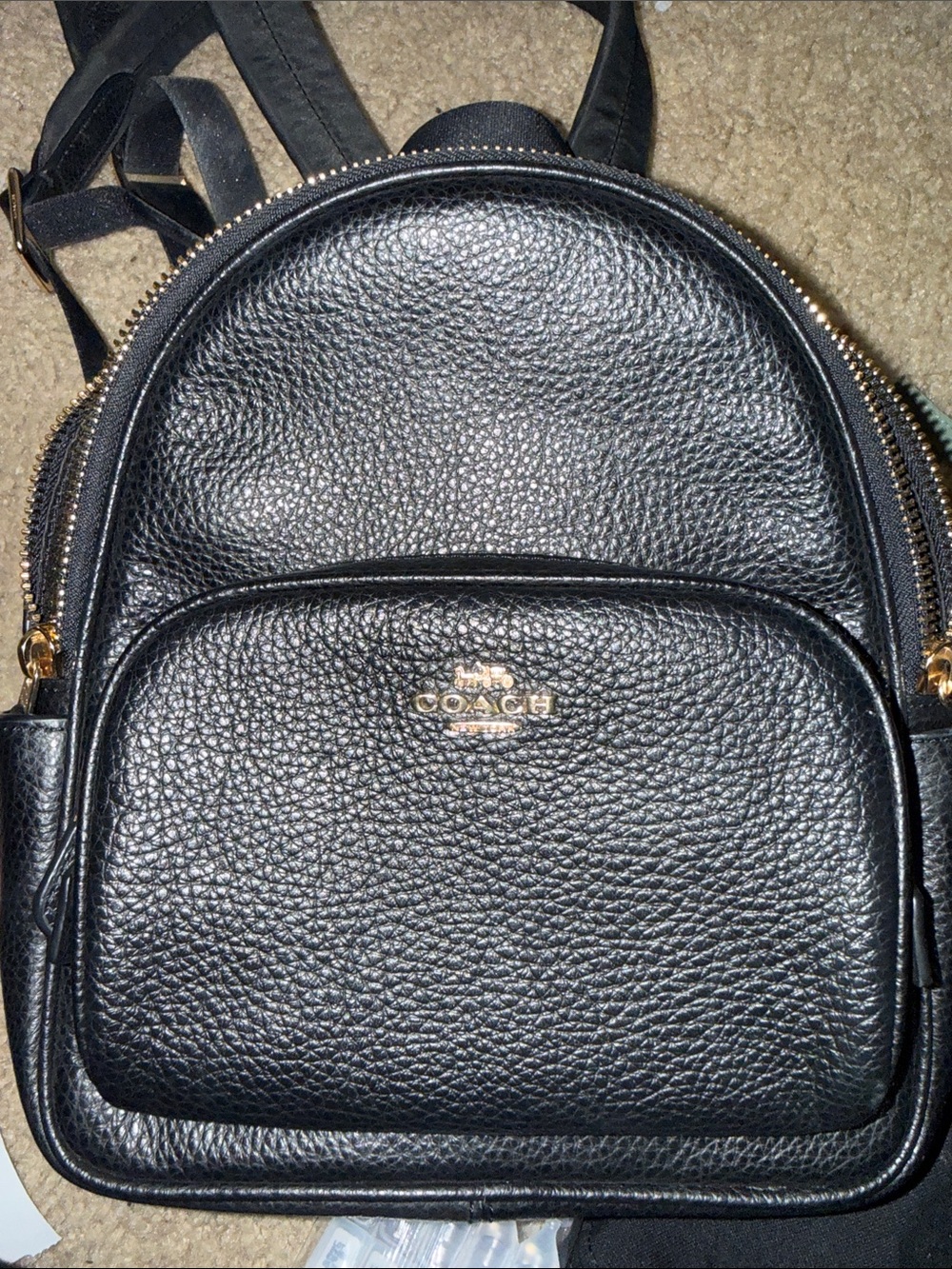 Coach Black Pebbled Leather Mini Backpack with Gold Hardware - Picture 8 of 8